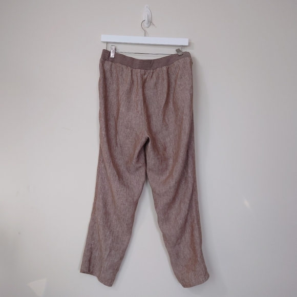 J. Jill Love Linen 100% Linen Half Band Waist Pull On Pants Pocket Size SP Brown - Picture 7 of 11